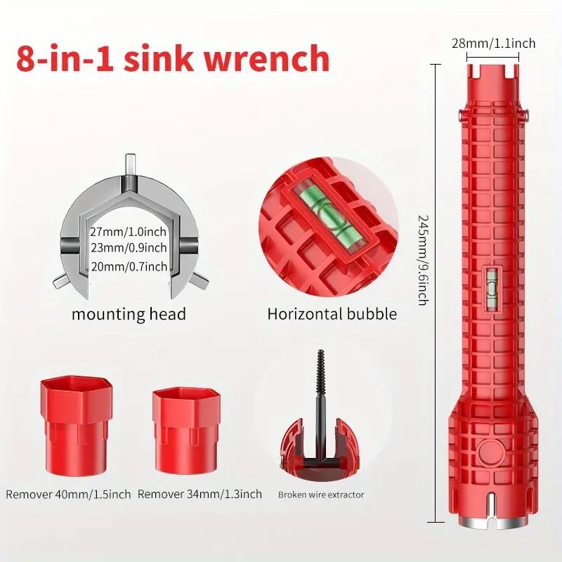 18/24 In 1 Sink Faucet Wrench Plumbing Repair Tool Anti-Slip Handle Double Head Wrench Bathroom Plumbing Installation Hand Tools