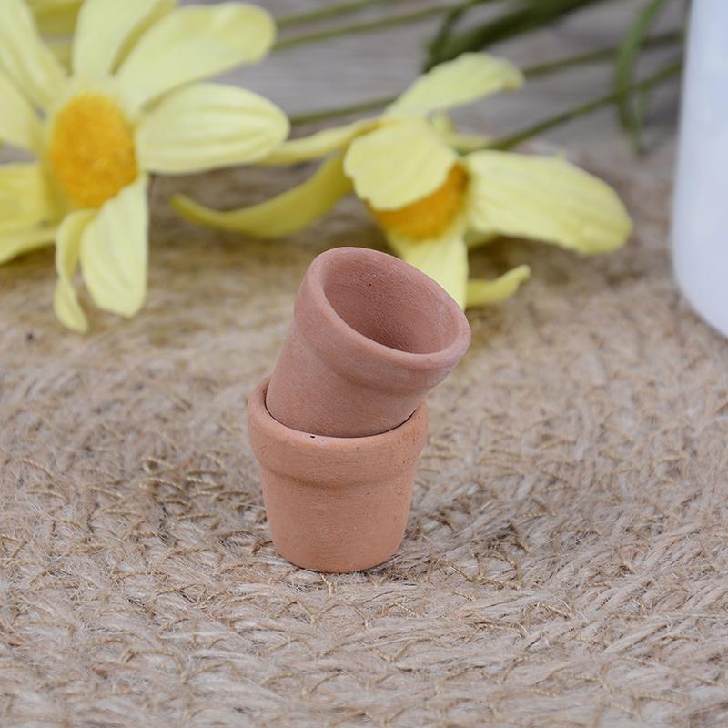 12 Pcs Dollhouse 1:12 Miniature Flower Pot Handmade Red Clay Pot Garden Home