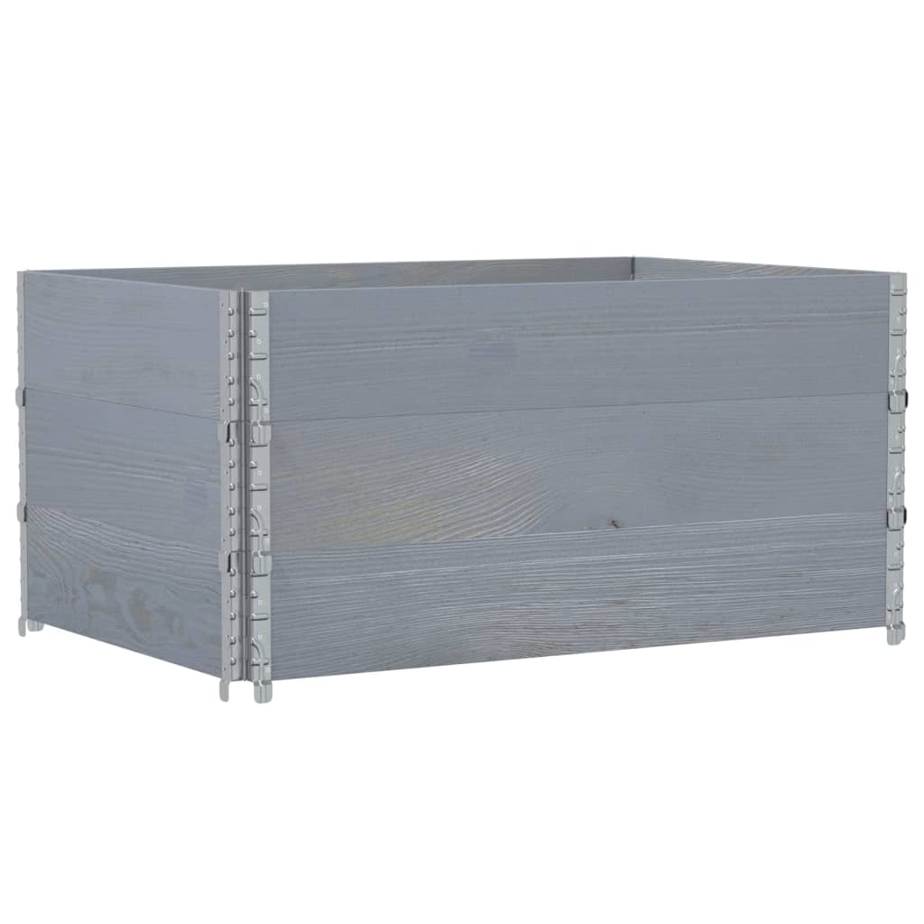 Pallet Top Frame Set 3 Pcs Grey 120x80 Cm Solid Pine Wood