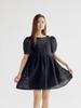 BOMNAL BOUTIQUE Checked Voluminous Mini Dress _ Black