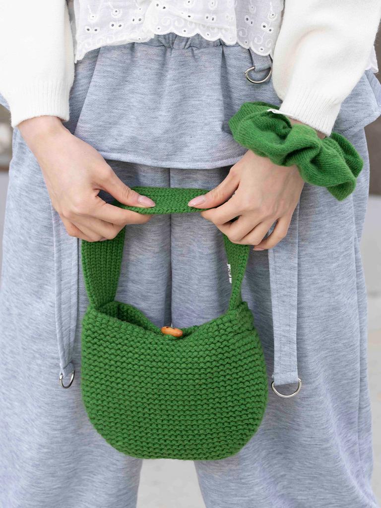 The Green Lab Wool Knit Mini Tote Bag [Green]