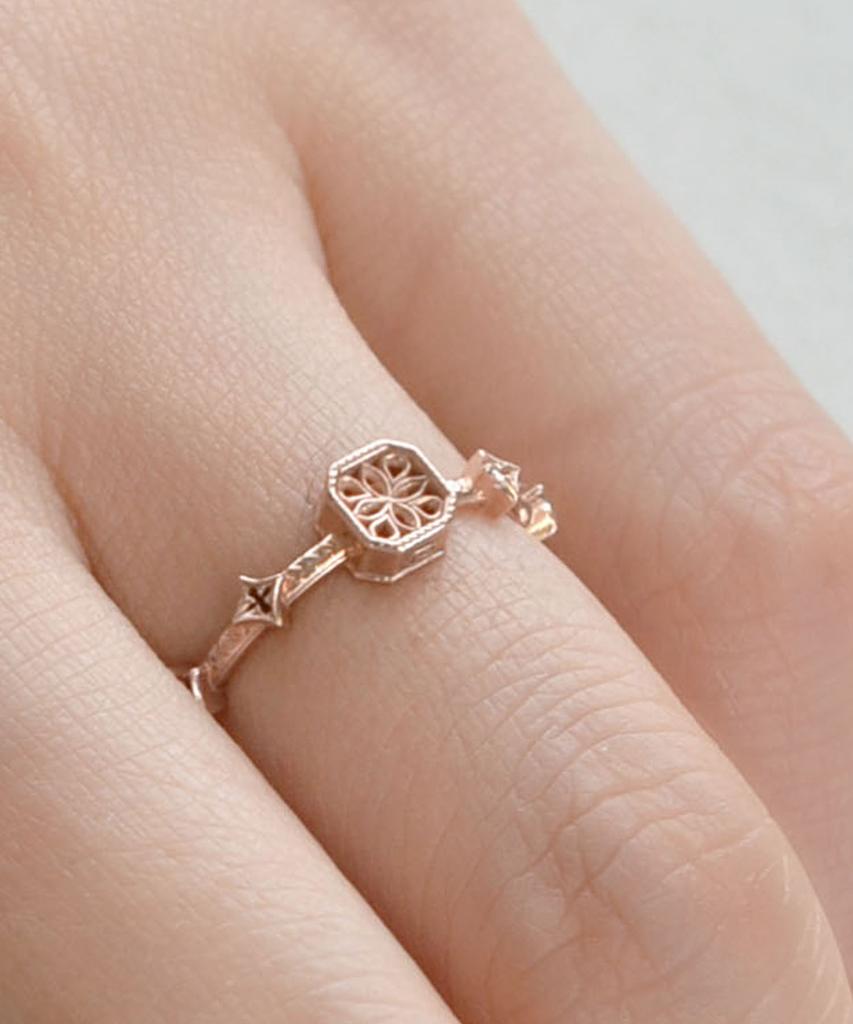Vivus Ventana Diamant Slim Rose Gold Silver Ring