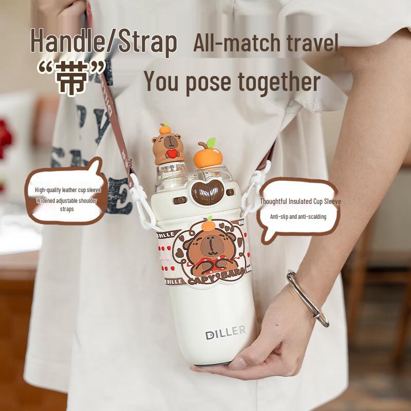 Dileber 520ML Double-Drink Insulated Cartoon Cup