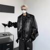 Crocodile Pattern Shoulder Padded Jacket Design Sense Niche European and American Hiphop Jacket Men's High-end Sense Retro Leather Jacket