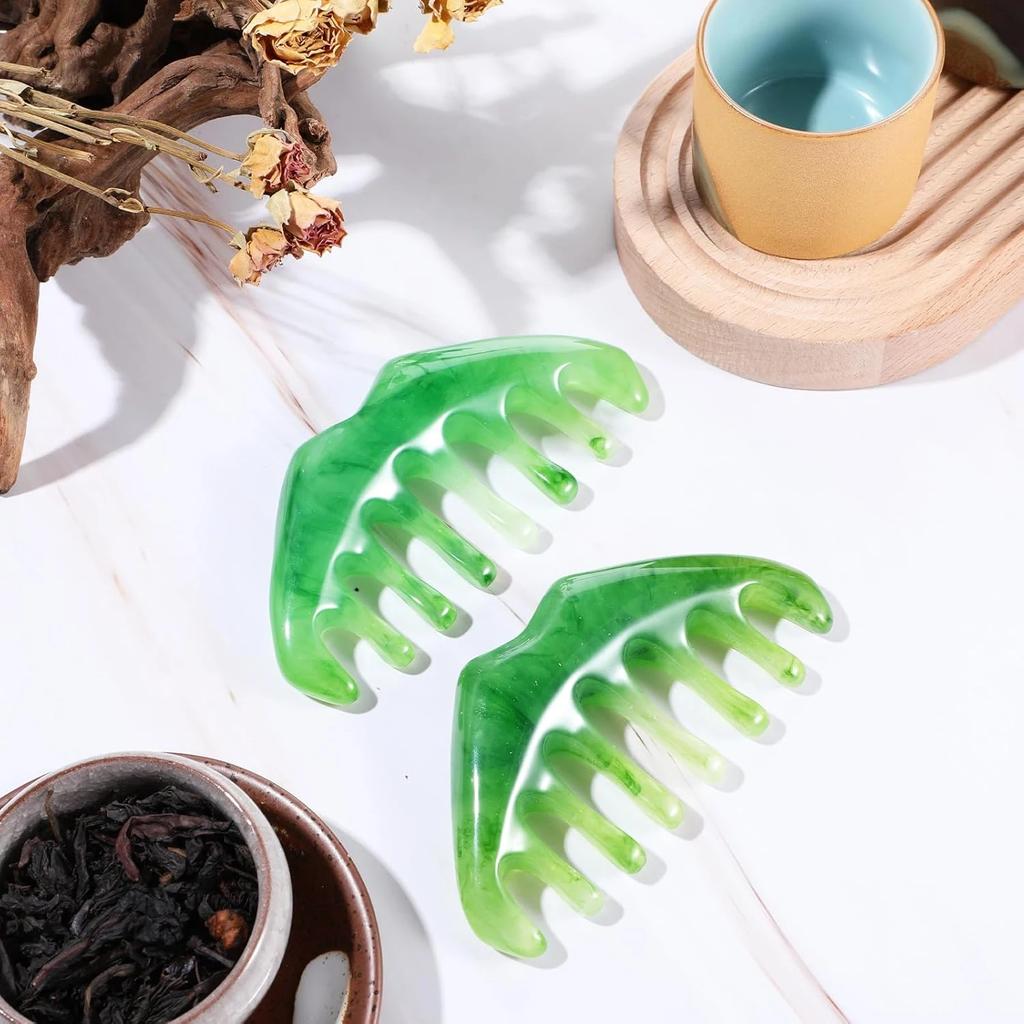 Gua Sha Massage Comb Head and Face Scalp Natural Resin Facial Massager Wide Tooth Guasha Scraping Body Massager