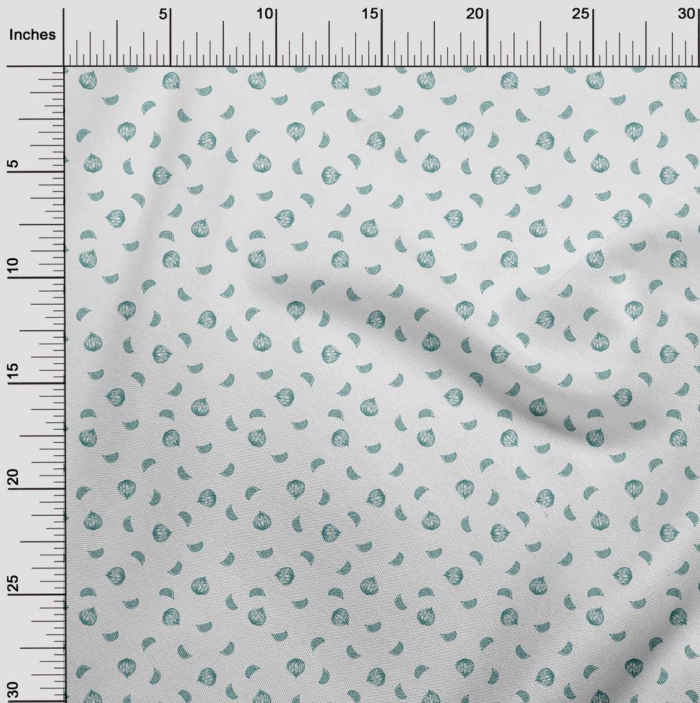 oneOone Cotton Flex Dusty Teal Green Fabric Fruits Sewing Material Print Fabric By The Yard 40 Inch