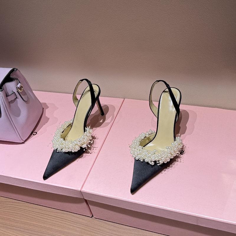 Fashion Summer 2025 New French Elegant Pointed-Toe Pearl Lady Stilettos Wedding Shoes And Banquet Shoes