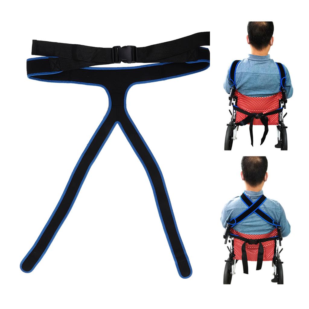 Wheelchair Belt Anti Slip Elastic Breathable Wheelchair Fixing Belt Harness Strap(Black )