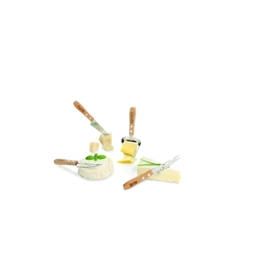 BOSKA Geneva Cheese Knife, Stainless Steel/Wood, 18x17x2.5cm, Set of 3 Mini Cheese Knives, 358205