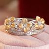 Vintage Inlaid White CZ Flower Women's Ring Trendy Two Color Geometry Daily Wear Party Jewelry Anniversary Gift