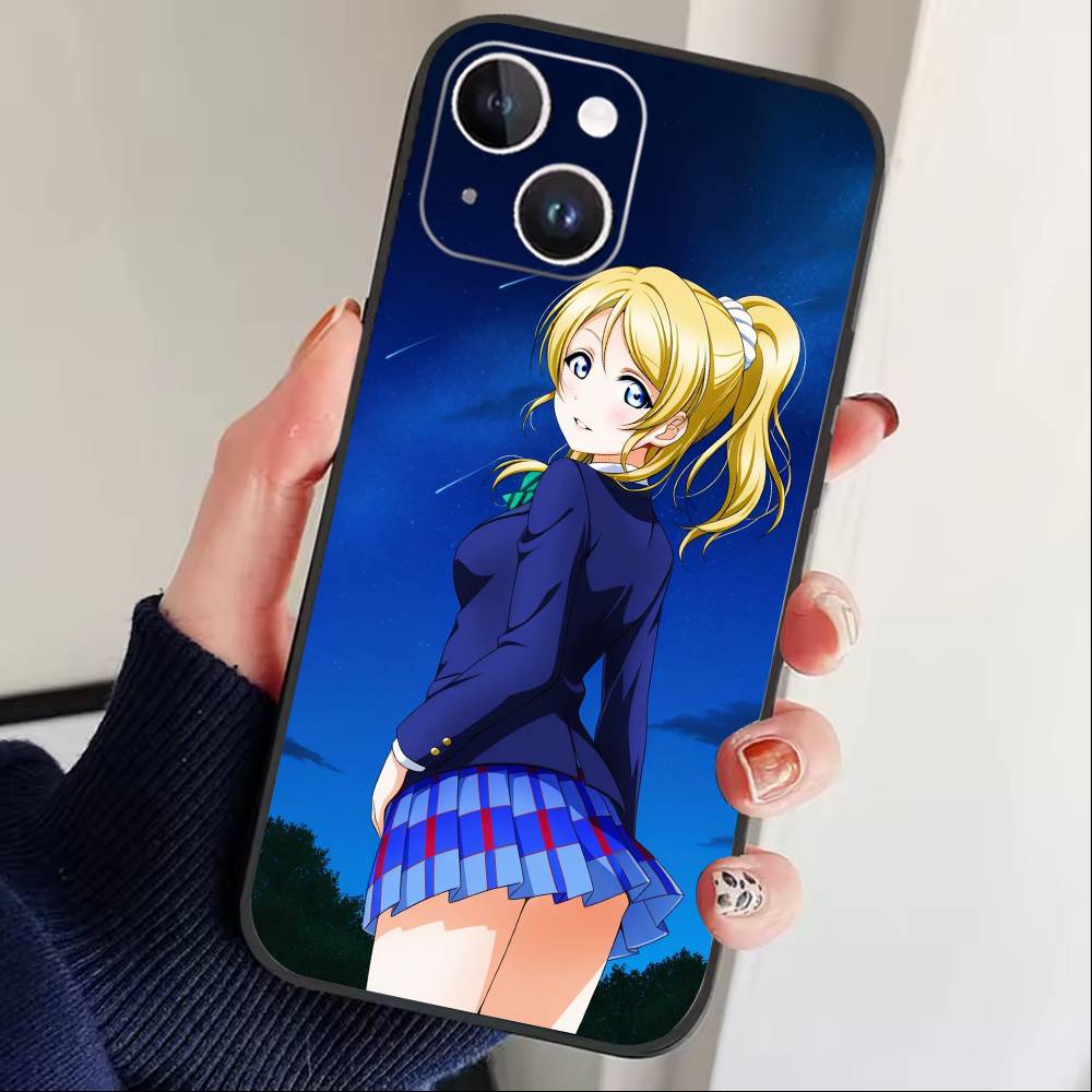 L-Love live-Ayase Eli Phone Case For iPhone 16,15,14,13,12,17,Pro Max,Plus Silicone Black Case