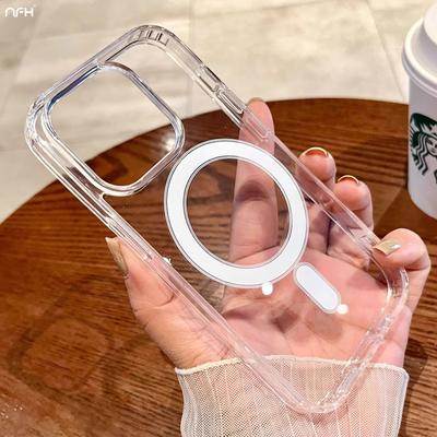 Für IPhone 15 Pro Max Luxus Magsafe Magnetische Transparente Rahmen Telefon Fall für IPhone 11 12 13 14 15 Plus Schutzhülle