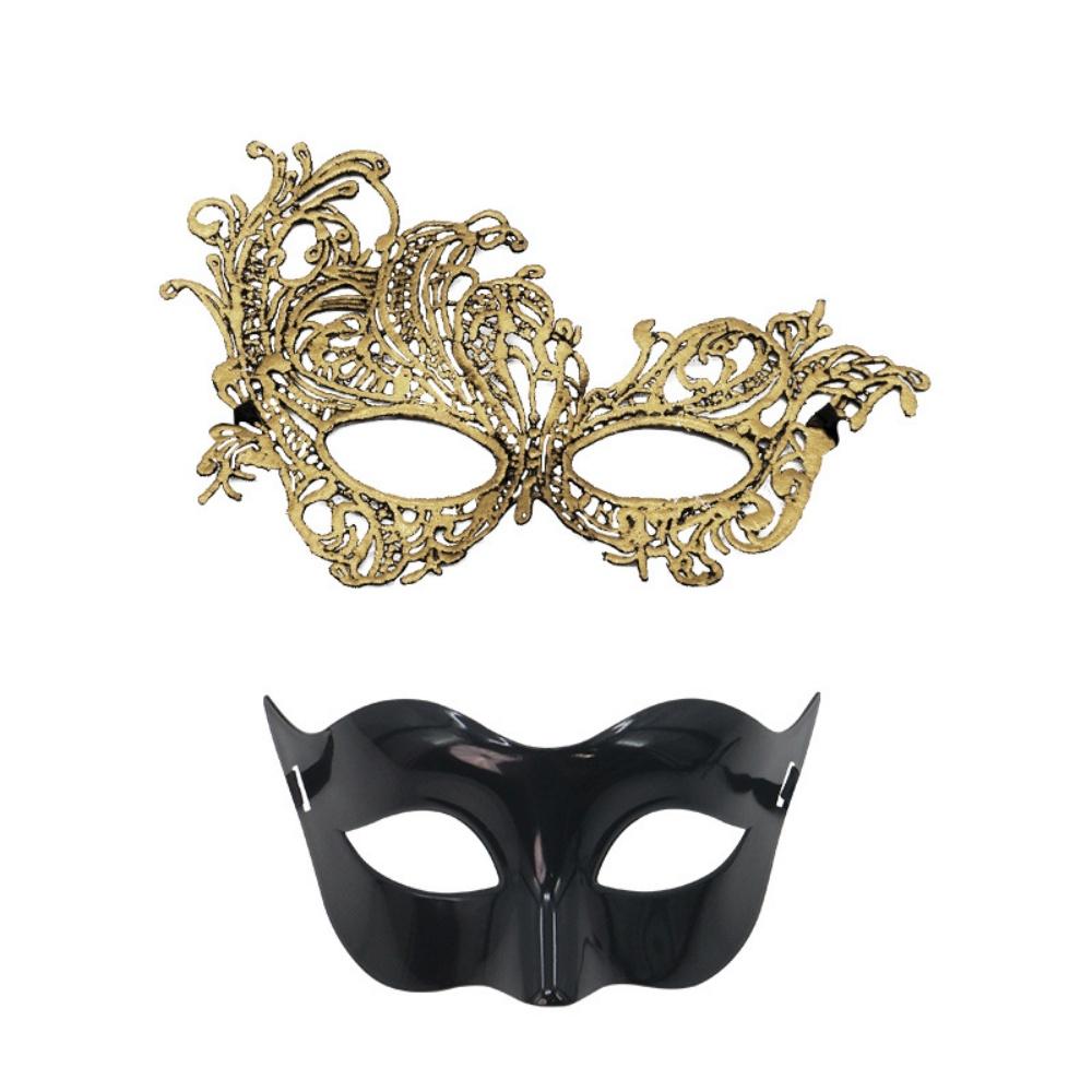 Sexy Couple Masks Lace Women Mask Plastic Men Mask Set Half Face Masks Princess Makeup Party Cosplay Nightclub Props Gifts