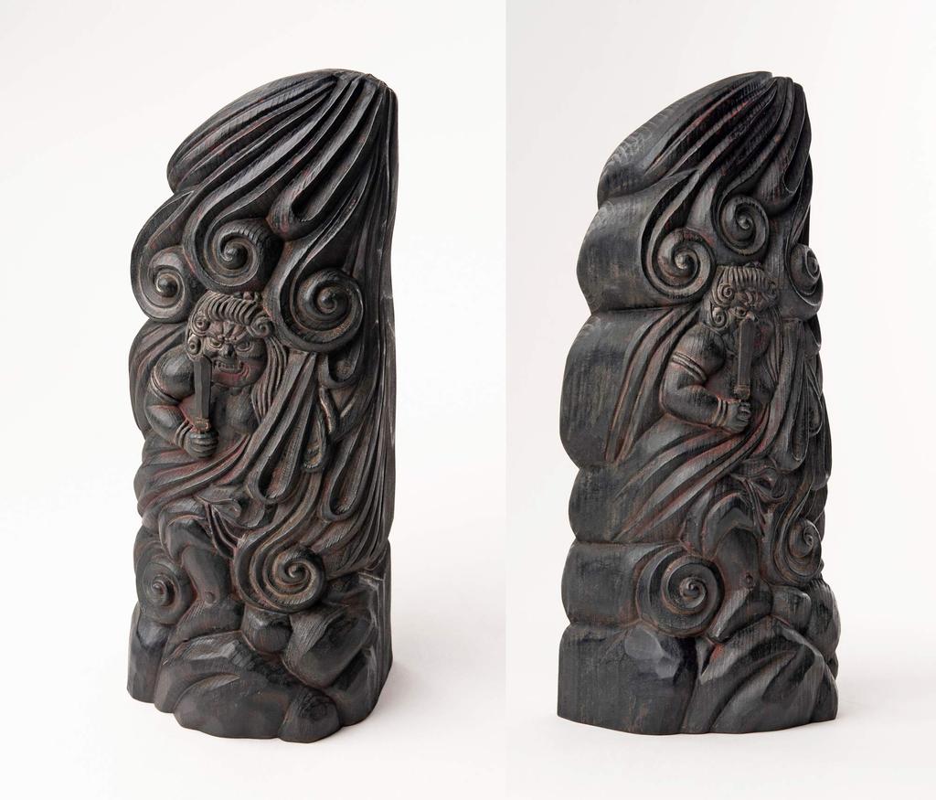 Hölzerner Buddha Myoo, buddhistischer Bildhauer Fujita Aomori Colorist Takamura Statue Buddha Statue Weltfigur Fudo Myo 560147 „Fudo Statue“ (Hölzern