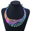 Colorful Necklace Earrings Bracelet Three Piece Set With Peacock Shaped Designss For Gift And Party