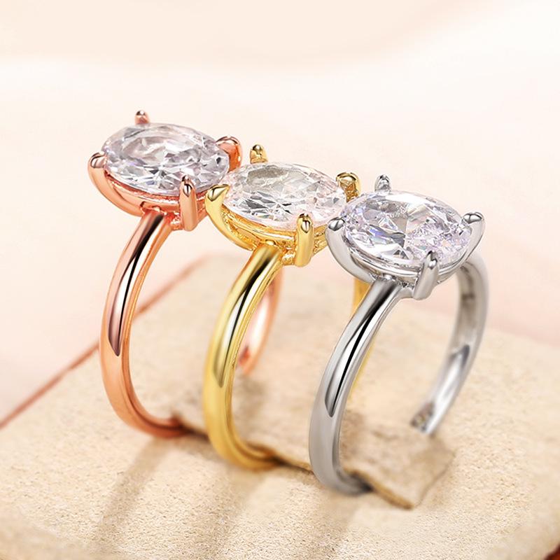 Super Flash Oval Zircon Ring Female, Simulated High-End Light Luxury Design Jewelry, Source