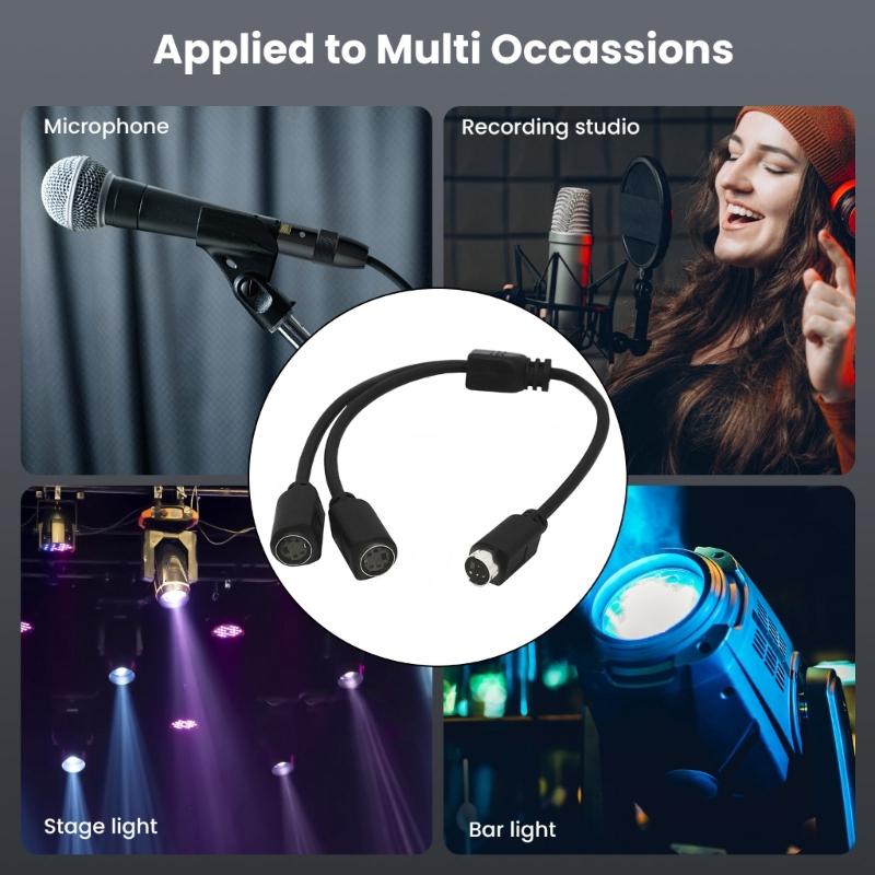 S-Video 4 Pin Mini DIN Y Splitter Connectors Cable Extension Cable 4 Pin S-Video Male to 2 Female Splitter for TVs VCRs