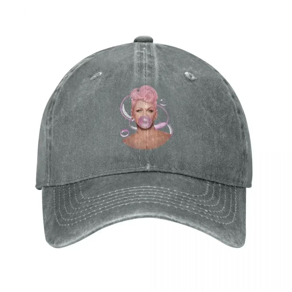 Pink Pnk Cool Singer Baseball Caps Outfit Retro Distressed Denim Country Music Dad Hat for Unisex Women Outdoor All Seasons Travel
