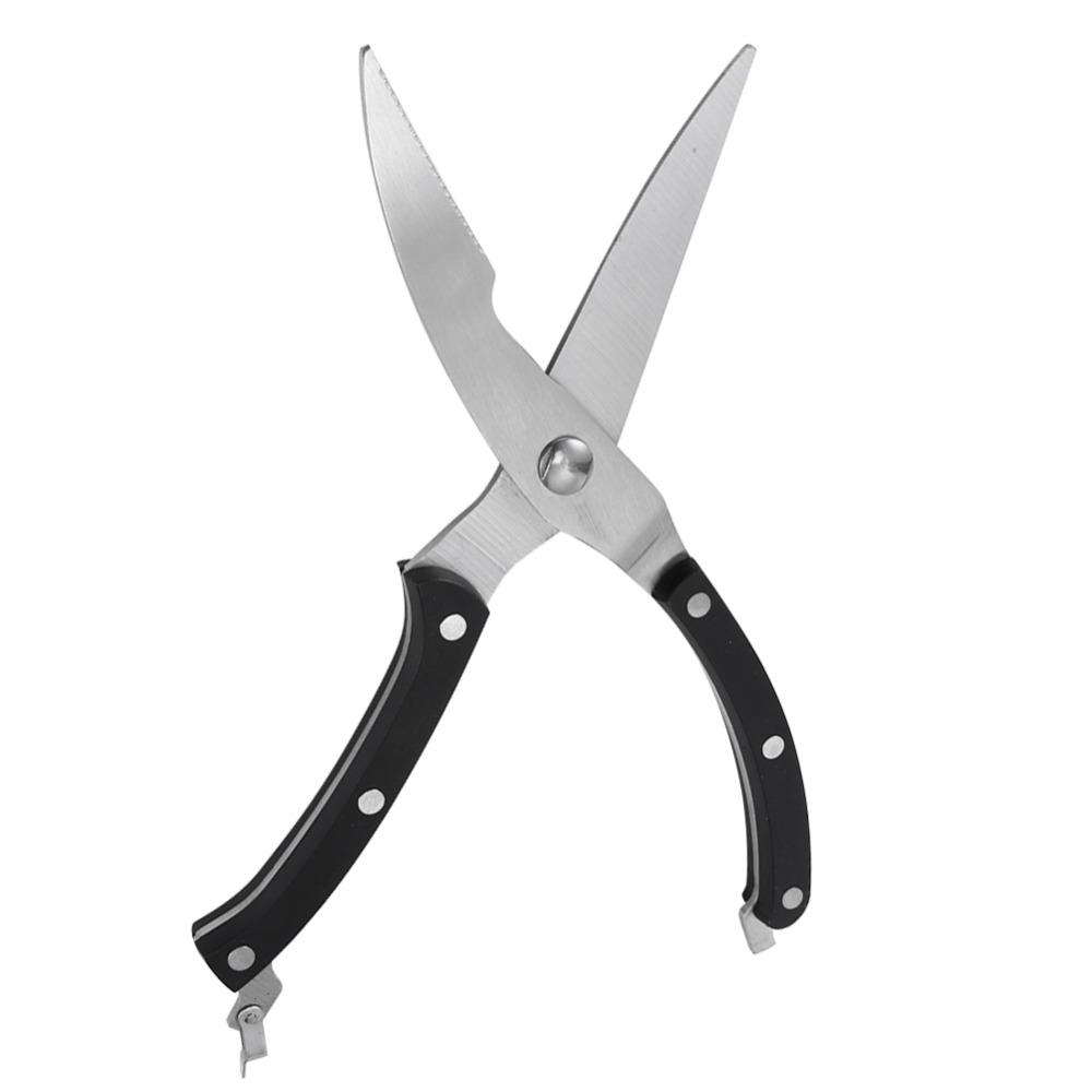 Silver Black Poultry Shears Non-Slip Handle Kitchen Shears Food Shears Poultry Fish Chicken Meat