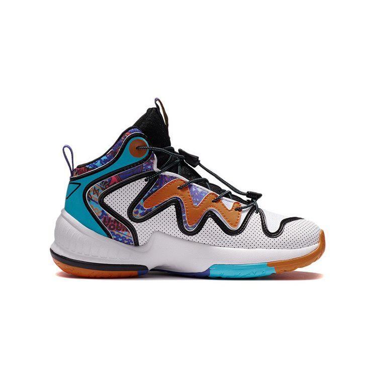 Li Ning Youth Pioneer TD 2.0 Anti-Slip Shock Absorbing Durable Mid-Top Basketball Shoes Kids Basketball Shoes Black White Orange YKBS006-1