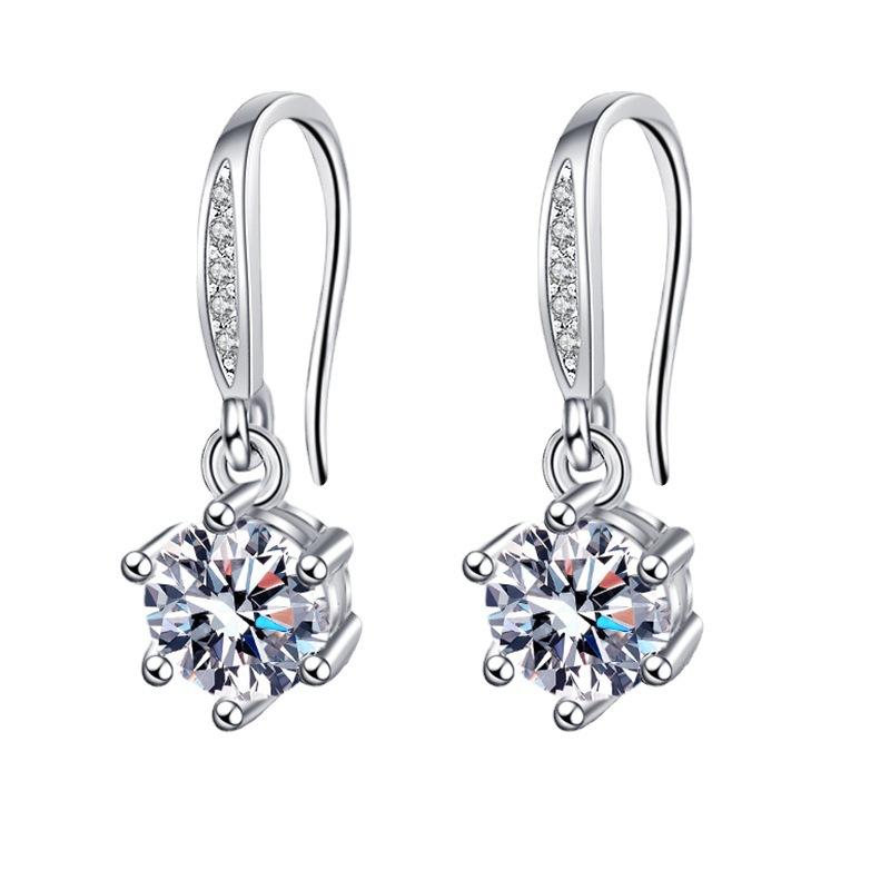 Fine Jewelry 925 Sterling Silver Earrings Inlaid with Zircon Crystal Flower Earrings Charm Jewelry for Women Gift Engagement