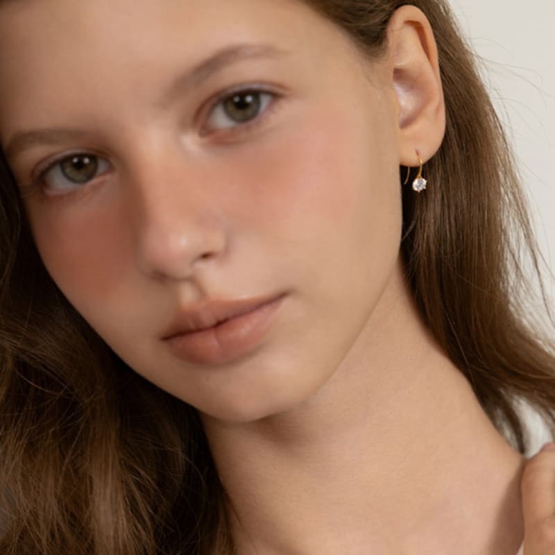 TATIANA (925 Silver) Round Cubic Hook Earrings EC3261