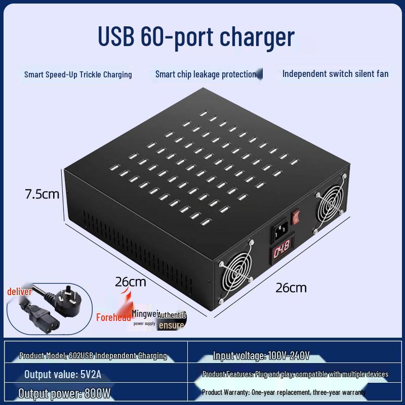 Multi-Port USB Charger: 10/20/30/40 Ports for Android - Universal School Charging Station