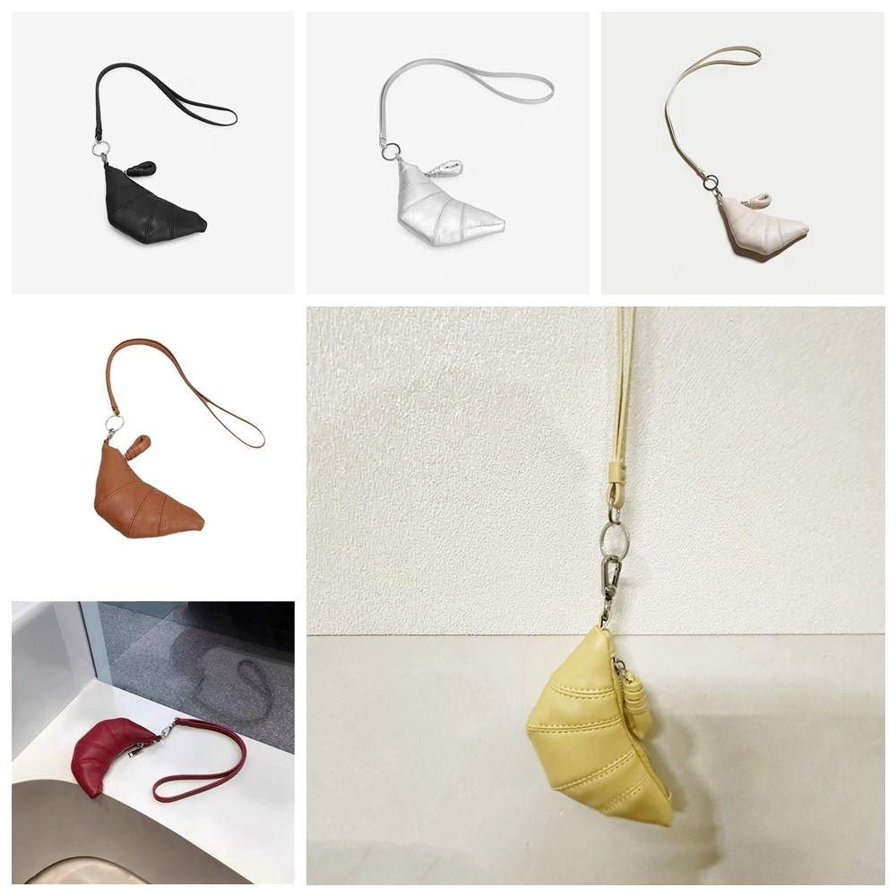Wallet PU Croissant Bag Lipstick Earphone Bag Hanging Neck Coin Purse Portable   Streetwear