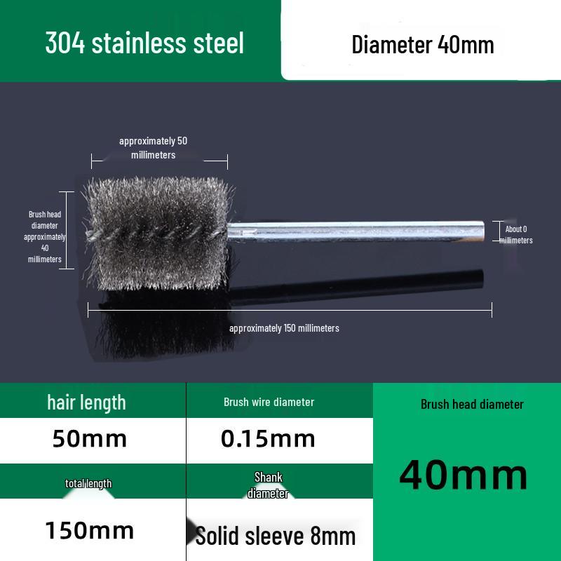 Industrial Rust Removal and Polishing Brush with Handle - Stainless Steel and Copper Wire for Inner Hole Sanding
