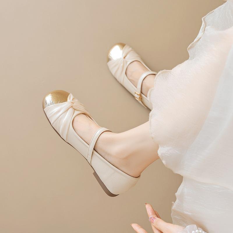 

Hot Selling Spring and Autumn Women s Shoes Fashionable Round Toe Color Matching Large Size One-line Buckle Women s Flat Shoes 35 бежевый