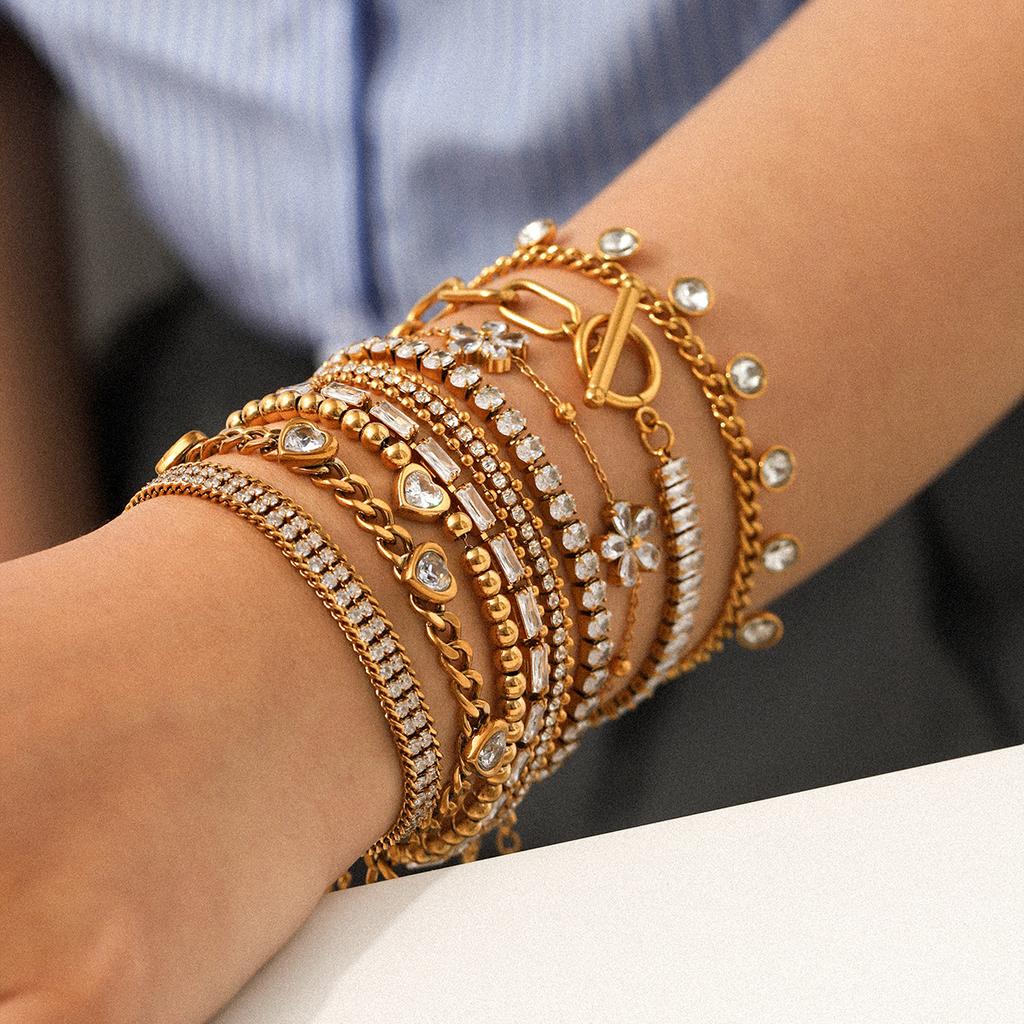 Titanium Steel Zircon Bracelet Minimalist Luxury Jewelry Versatile Elegant Women's Bracelet