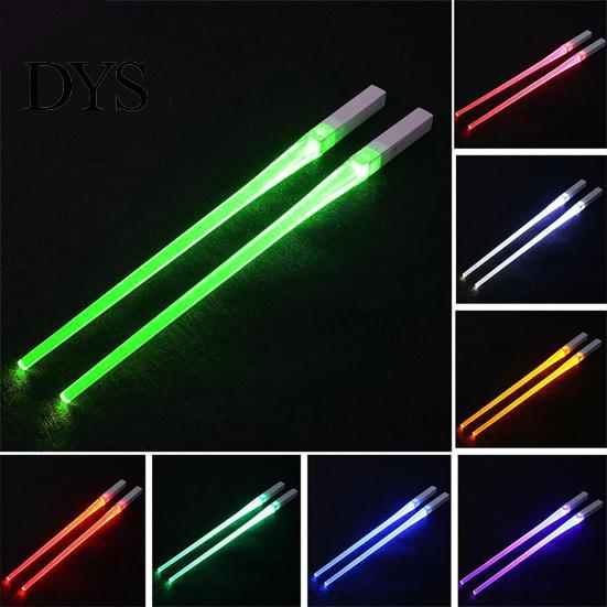 Finger Chopsticks 1 Pair Food Reusable Grade Smooth Surface Eye-catching LED Diner Illuminated Wear-resistant Lightweight BPA Free Luminous