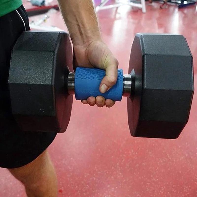 1Pc Barbell Dumbbell Grips Stress Relieve Dumbbell Handles Silicone Anti-Slip Pad Thick Bar Handles Pull Up Weightlifting Grip