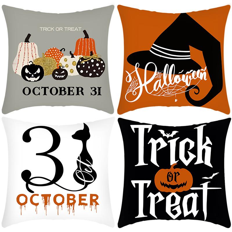 

Halloween Pumpkin Halloween Cat Print Polyester Home Office Sofa Bed Decorative Pillowcase Cushion Cover 45 * 45Cm pillowcase