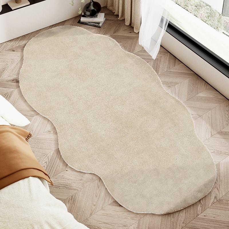 Cream Style Carpets for Living Room Irregular Shapes Bedroom Decor Carpet Thicken Plush Bedside Floor Mat Fluffy Soft Lounge Rug