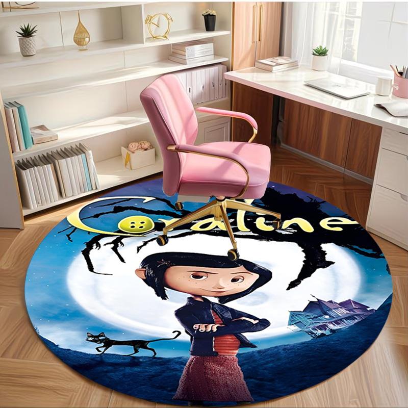 Coraline Print Round Rug, Washable Floor Carpet, For Entryway Dorm Laundry Room Office Study, Home Decor Birthday Christmas Gift