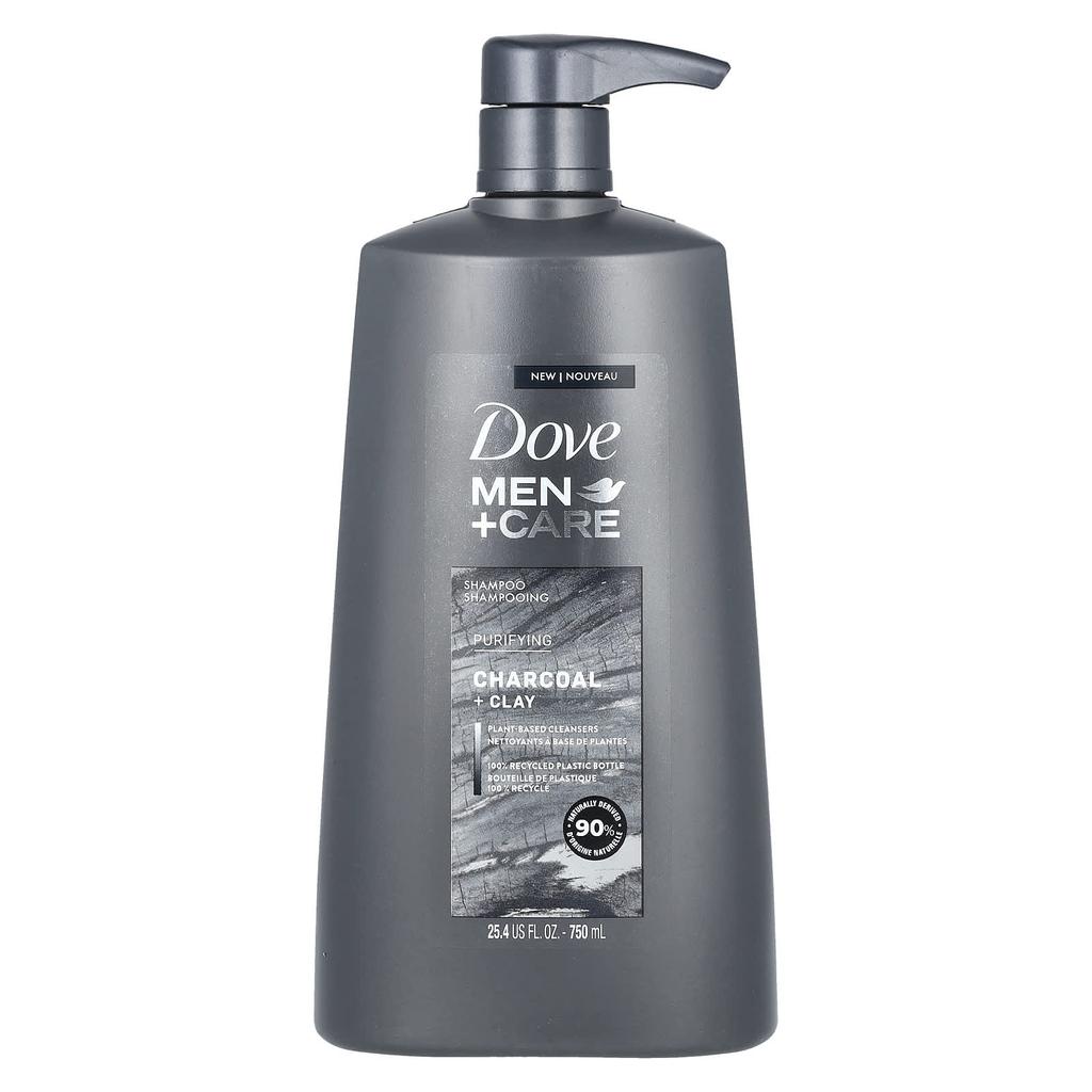 DOVE Men + Care, Shampoo, Purifying, Charcoal + Clay, 25.4 Fl Oz (750 Ml)