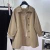 Khaki trench coat women's medium and long autumn and autumn new loose and good-looking clothes