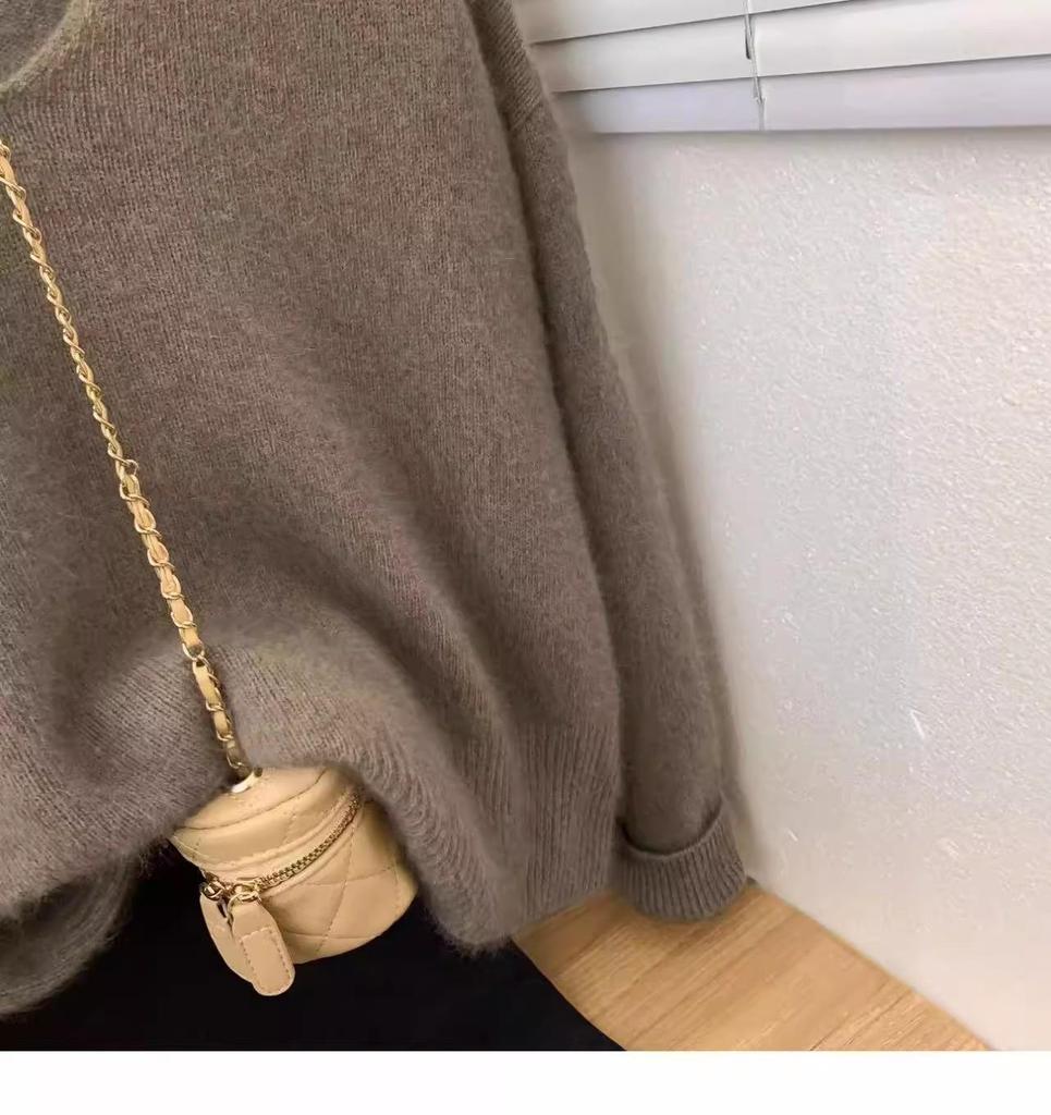 Luxurious V-neck Korean Style Loose Wool Sweater - 100% Pure Soft Knit for Autumn/Winter