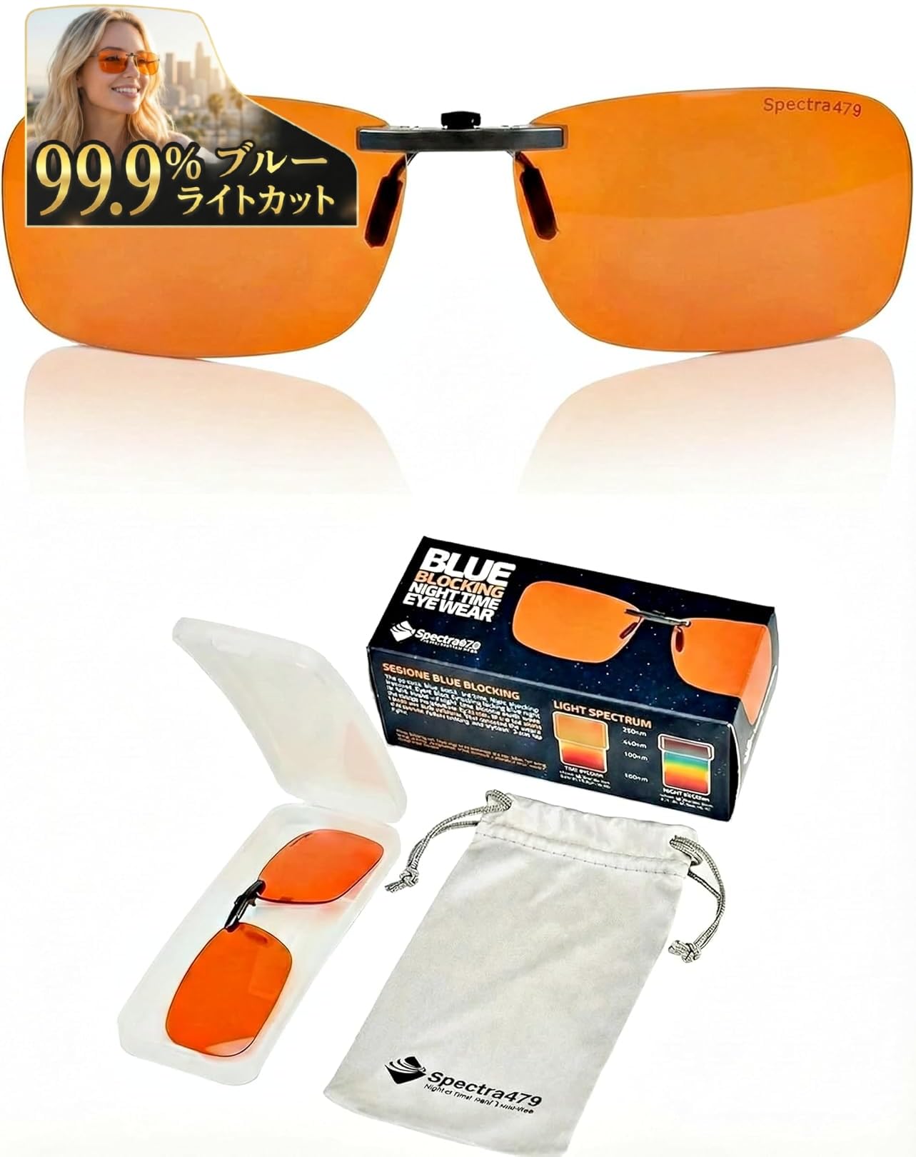 

Blue Light Blocking Glasses, Clip-on Style, 99% Blockage [Spectra Products, Authorized Distributor]
