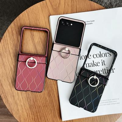 Luksusowy skórzany uchwyt na telefon do telefonu Motorola Razr 60 50S 50 Ultra 40 Ultra Gradient Stripe odporny na wstrząsy twardy komputer Slim 3-częściowy składany pokrowiec