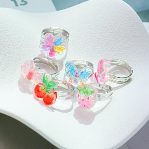 Sparkling Ring Set Cute Adjustable Fashion Rings for Kids 6 Pieces