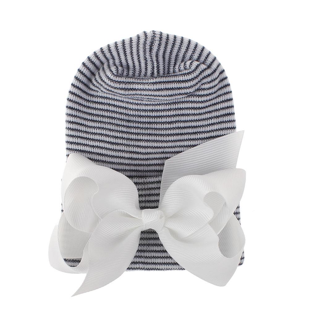 

Cute Kawaii Bow Newborn Hat Baby Hats Nursery Hospital Beanie Cap Solid Color Striped Infant Hat Soft Turban Hats for Baby Girls