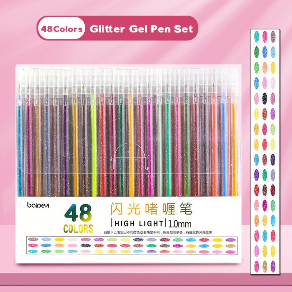8/12/24/36/48/60Colors 8/12/24/36/48/60 Colors Glitter Gel Pen Large Capacity DIY Handwriting Shiny Highlighter Pen
