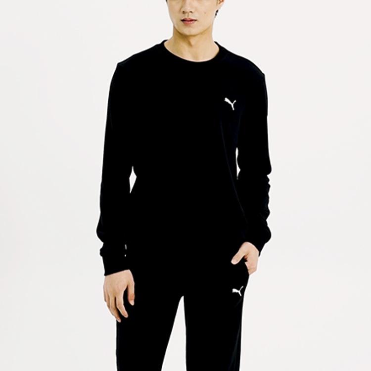PUMA Embroidered Logo Sports Pullover Round Neck Black Men's 590321-01