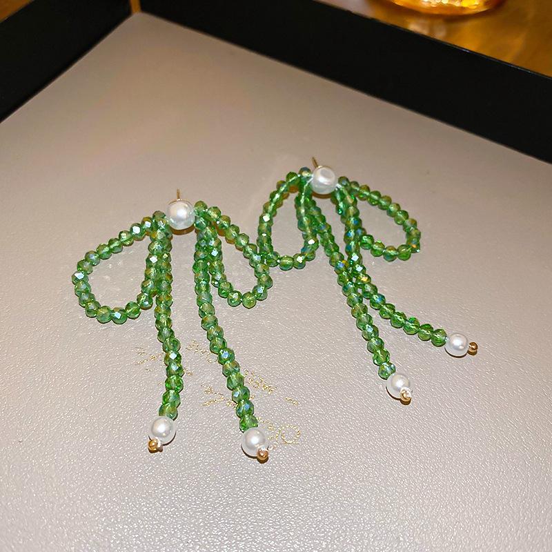 Mambo Mint Green Crystal Flower Butterfly Stud Earrings Temperament Personality Earrings Sweet Earrings Women