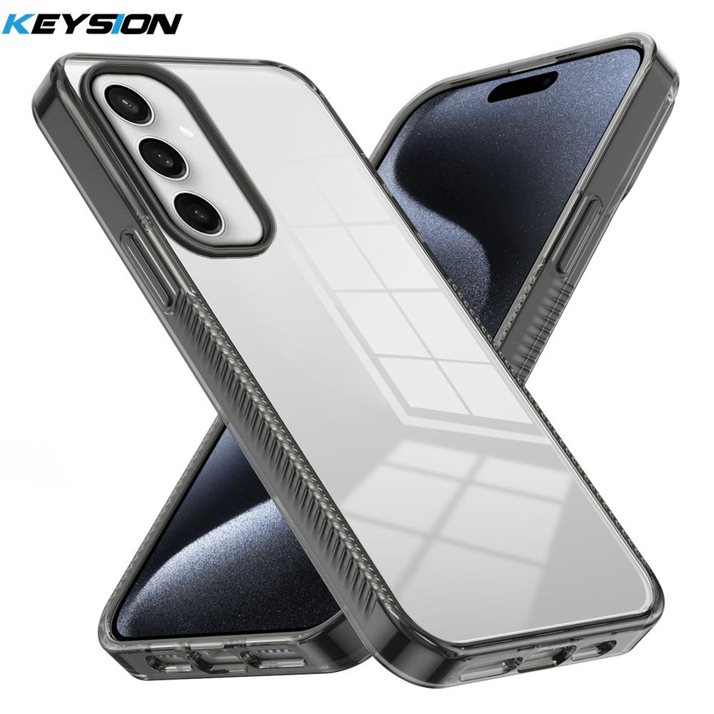 KEYSION Transparent Case for Samsung S24 Ultra 5G S23 FE TPU+PC Anti-slip Clear Shockproof Phone Cover for Galaxy S23 S22 Ultra