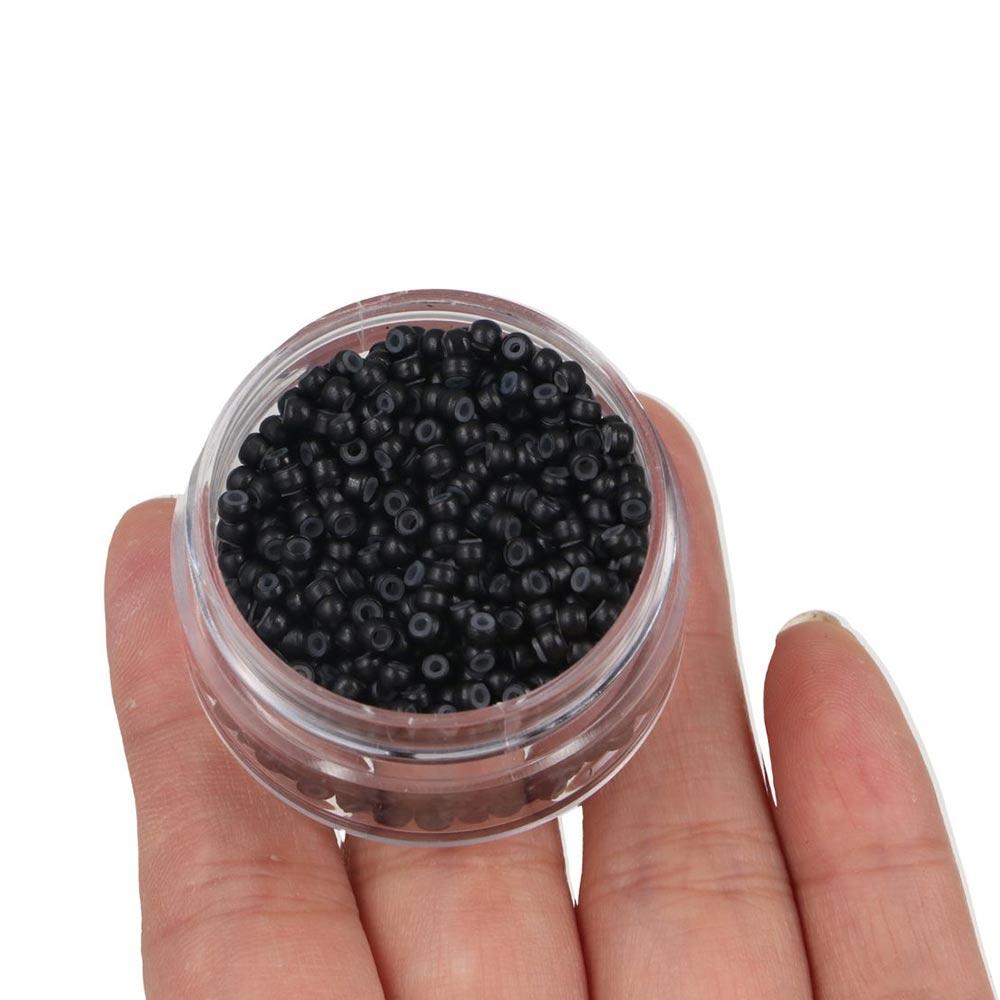 1000 Stück 3,0 mm Kupferringe mit Silikon-Haarringen, gefütterte Haarperlen, DIY Silikon-Nanoringe für den Salon