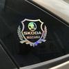 EMIW1 Car Window Emblem Colorful Sticker Badge Decal for Skoda Octavia Rapid Karoq Superb 3 Fabia 1 2 Kodiaq RS Yeti Vision Roomster