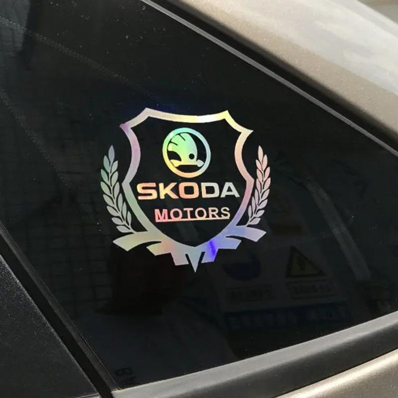 EMIW1 Car Window Emblem Colorful Sticker Badge Decal for Skoda Octavia Rapid Karoq Superb 3 Fabia 1 2 Kodiaq RS Yeti Vision Roomster